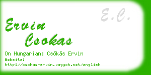 ervin csokas business card